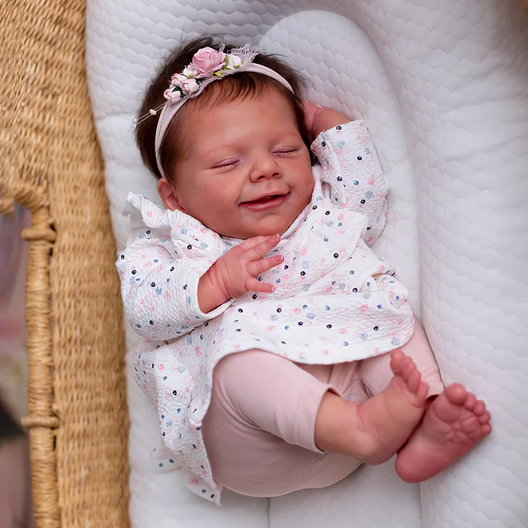 [Heartbeat💖 & Sound🔊] 20" Soft Touch Sleeping Reborn Smile Baby Doll Girl Named Thirza Lifelike Newborn Dolls Toy For Kids Rebornartdoll® RSAW-Rebornartdoll®