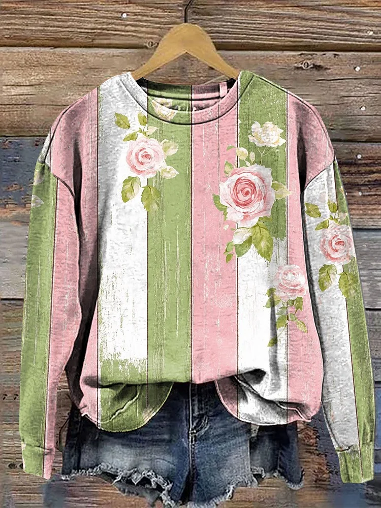Vintage Print Casual  Sweatshirt