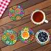 8pcs Cartoon DIY Diamond Painting Wooden Coasters Art Kits with Holder (Pattern)