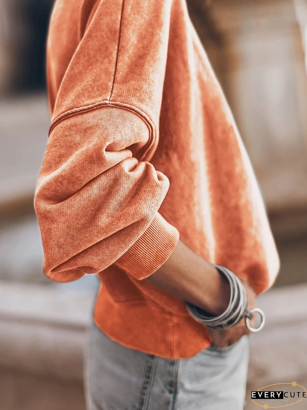 Women's Burnt Orange Loose Fit Sweatshirt