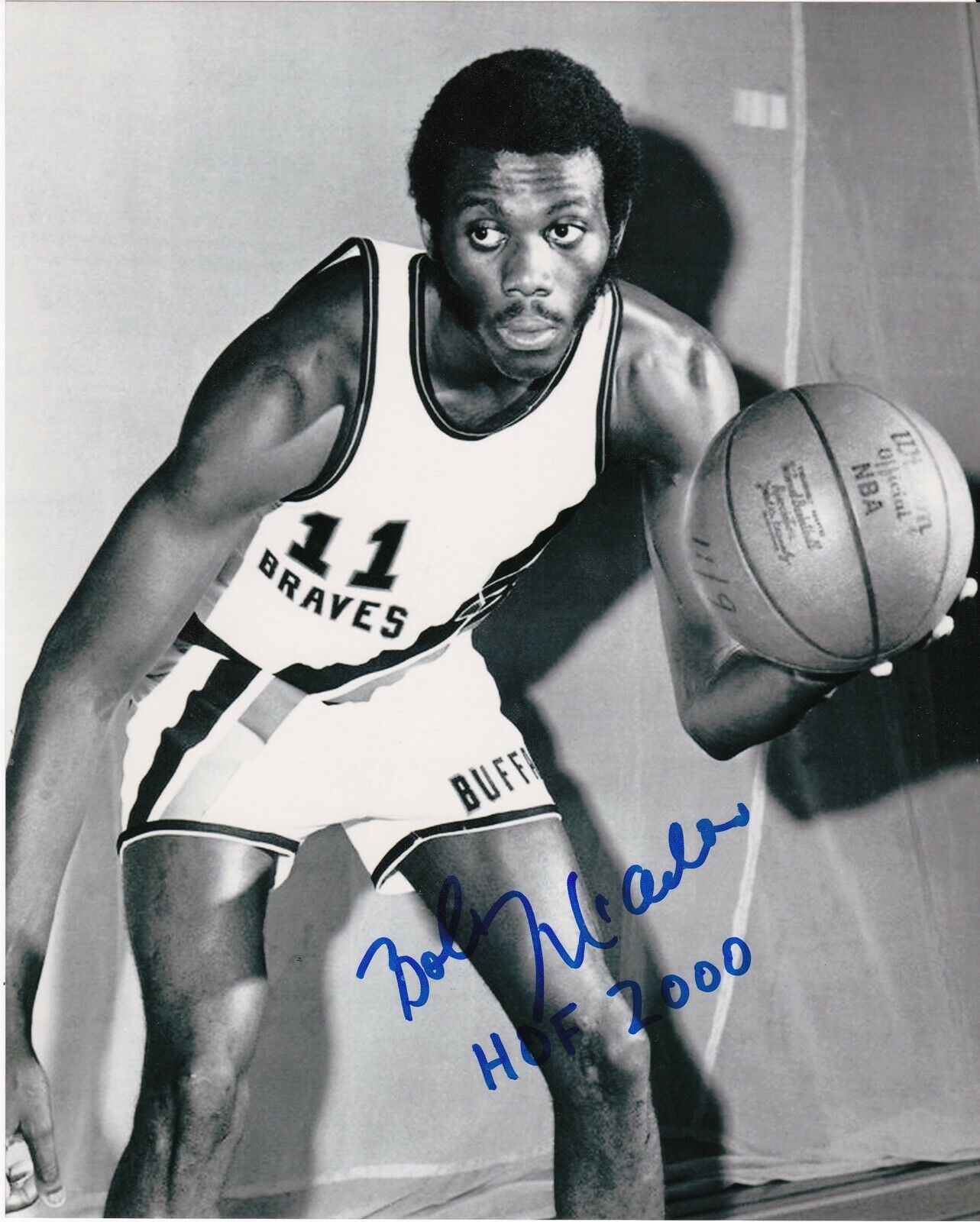 BOB MCADOO BUFFALO BRAVES HOF 2000 ACTION SIGNED 8x10