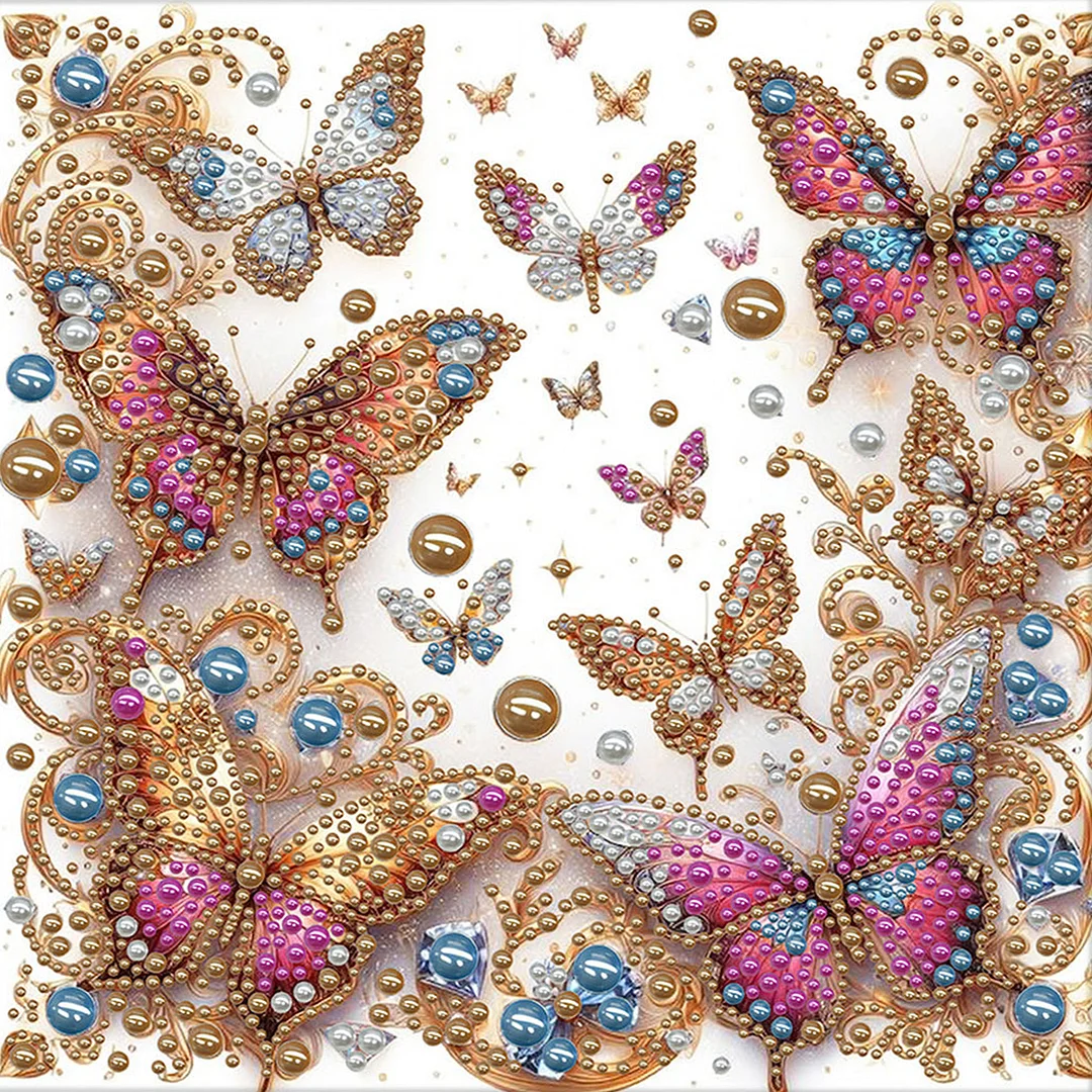 Butterfly - DIY Pearl Diamond Art Kit With Frame 30*30cm