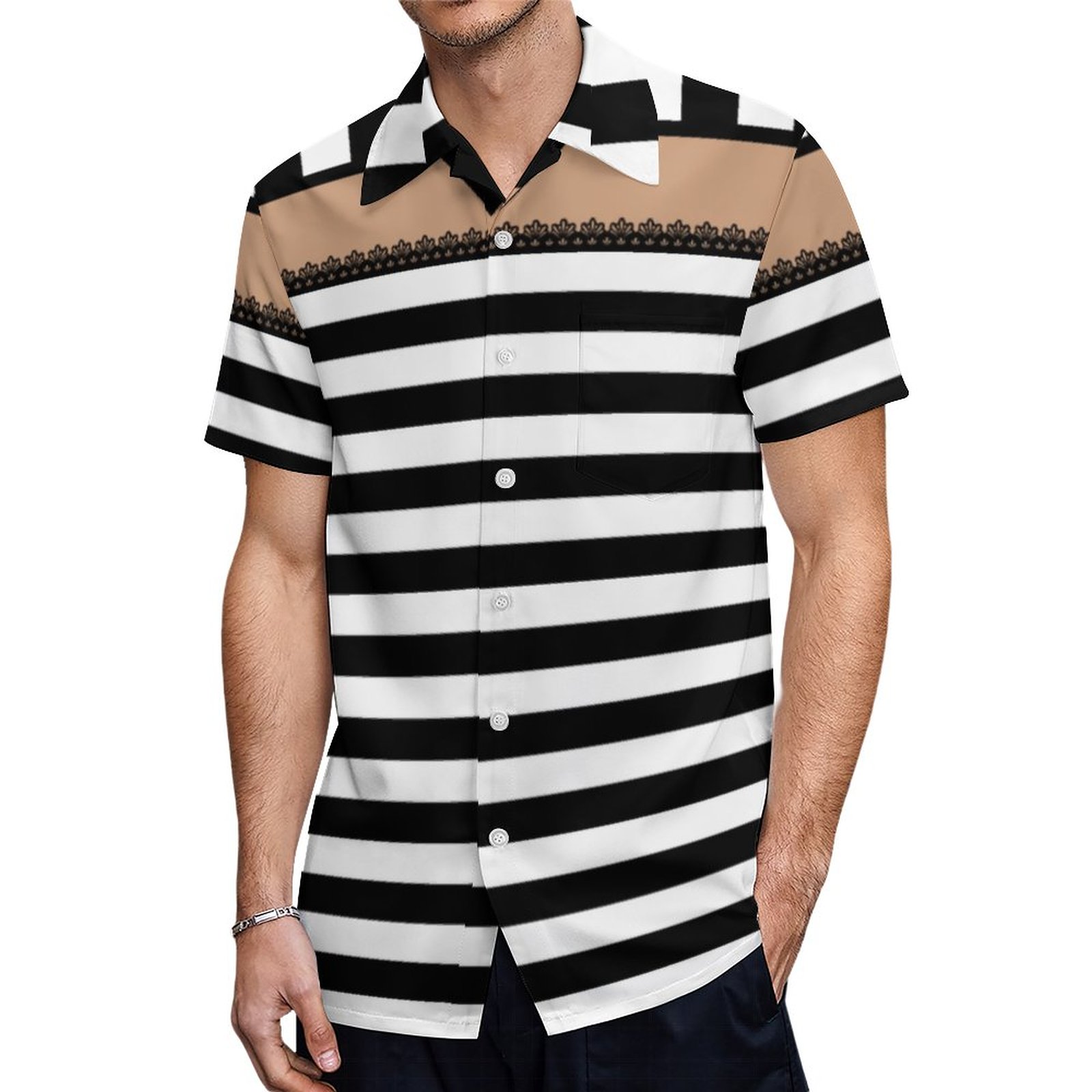 Sexy Referee Costume Lace Up Hawaiian Shirt Mens Button Down Plus Size Tropical Hawaii Beach Shirts