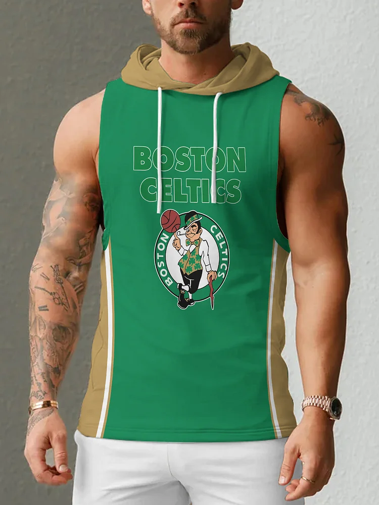 Boston Celtics Men's Casual Comfy Sleeveless Hooded Tank Top