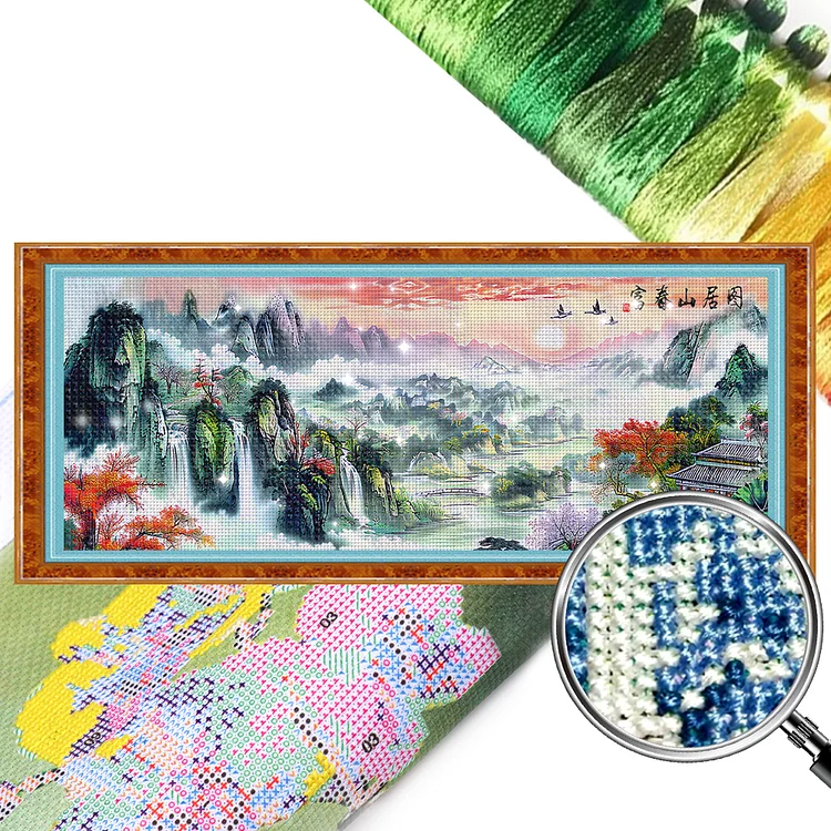 【Mona Lisa】Fuchun Mountains 150*61cm 11CT Stamped Cross Stitch gbfke
