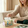 Diamond Art Painting Tissue Box Cover Wear Resist Decorative Paper Napkin Dispenser Multifunction Rhinestone PU Tissue Holder Kit for Adults Home Office Gift (Blue Peacock Floral)
