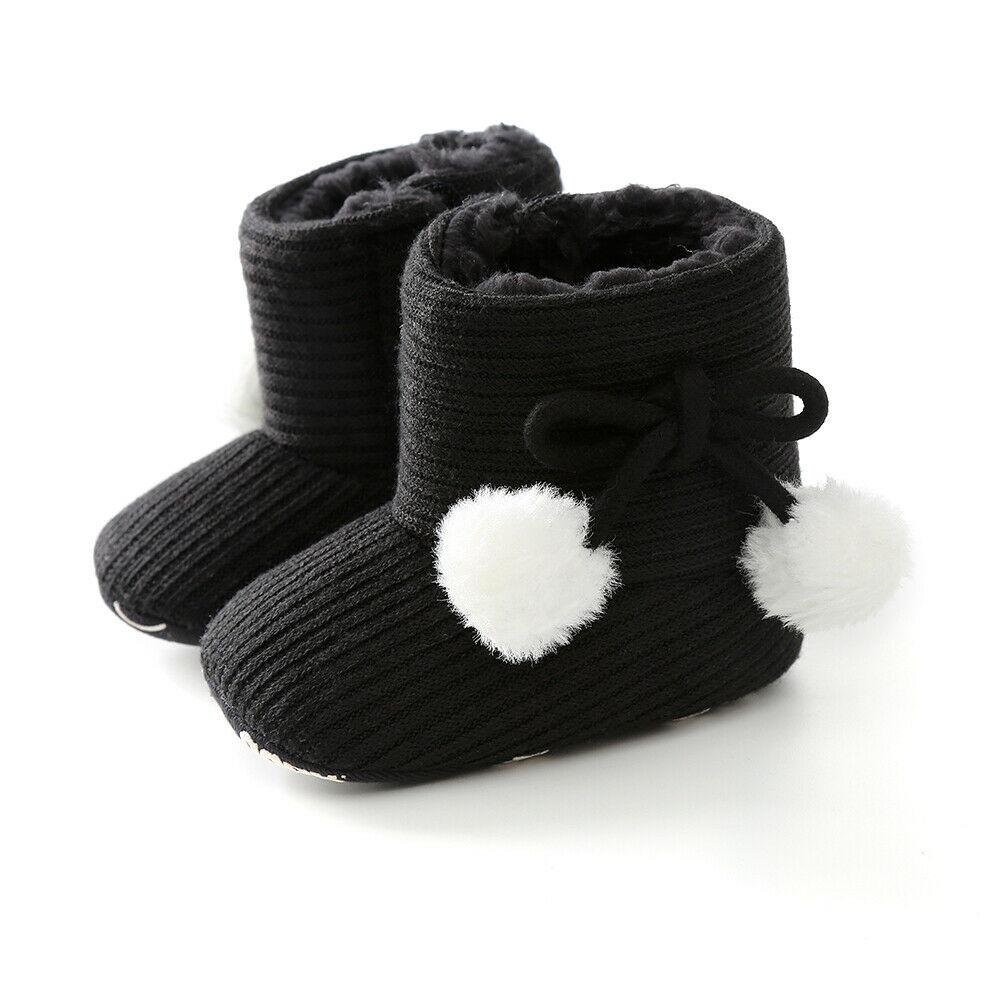 2019 Baby Autumn Winter Boots Baby Girl Boys Winter Warm Shoes Solid Fashion Toddler Fuzzy Balls First Walkers Kid Shoes 0-18M