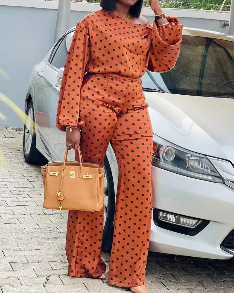 Casual and stylish polka dot suit