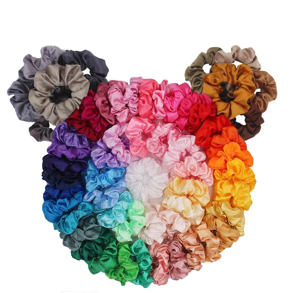 4 inches Women Multicolor Silk Scrunchie Elastic Handmade Hair Band Ponytail Holder Hairband Headband Hair Accessories