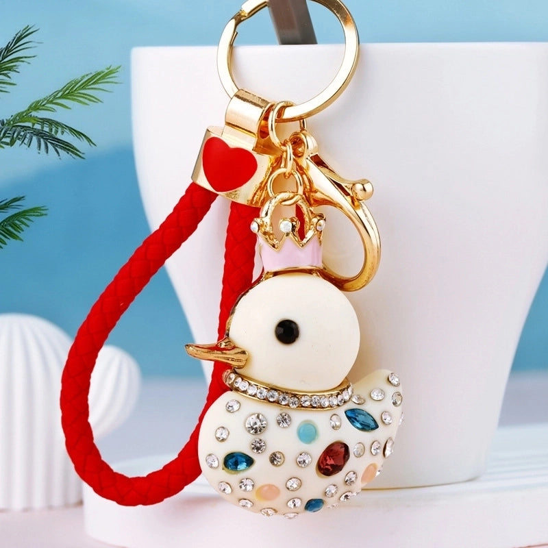 Cartoon Style Cute Duck Resin Diamond Women’s Bag Pendant Keychain