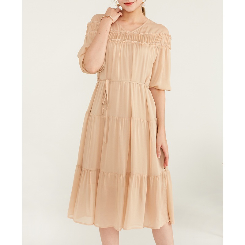  thdmladies Essential Beauty Taupe Midi Dress thedmladies