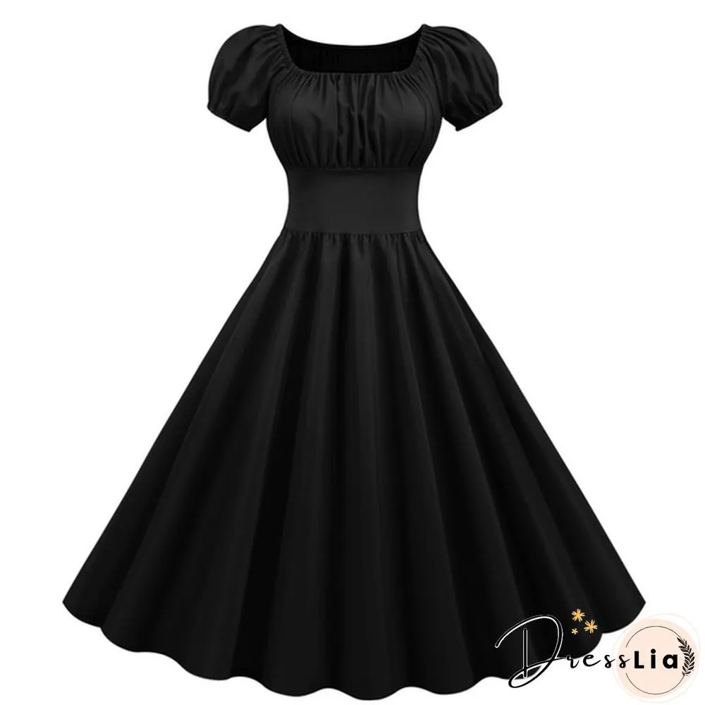 Plus Size Party Dress Rockabilly Vintage Womens Fashion Summer Casual Short Sleeve Ladies