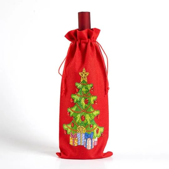 DIY Diamond Painting Xmas Wine Bottle Bag - Christmas Tree