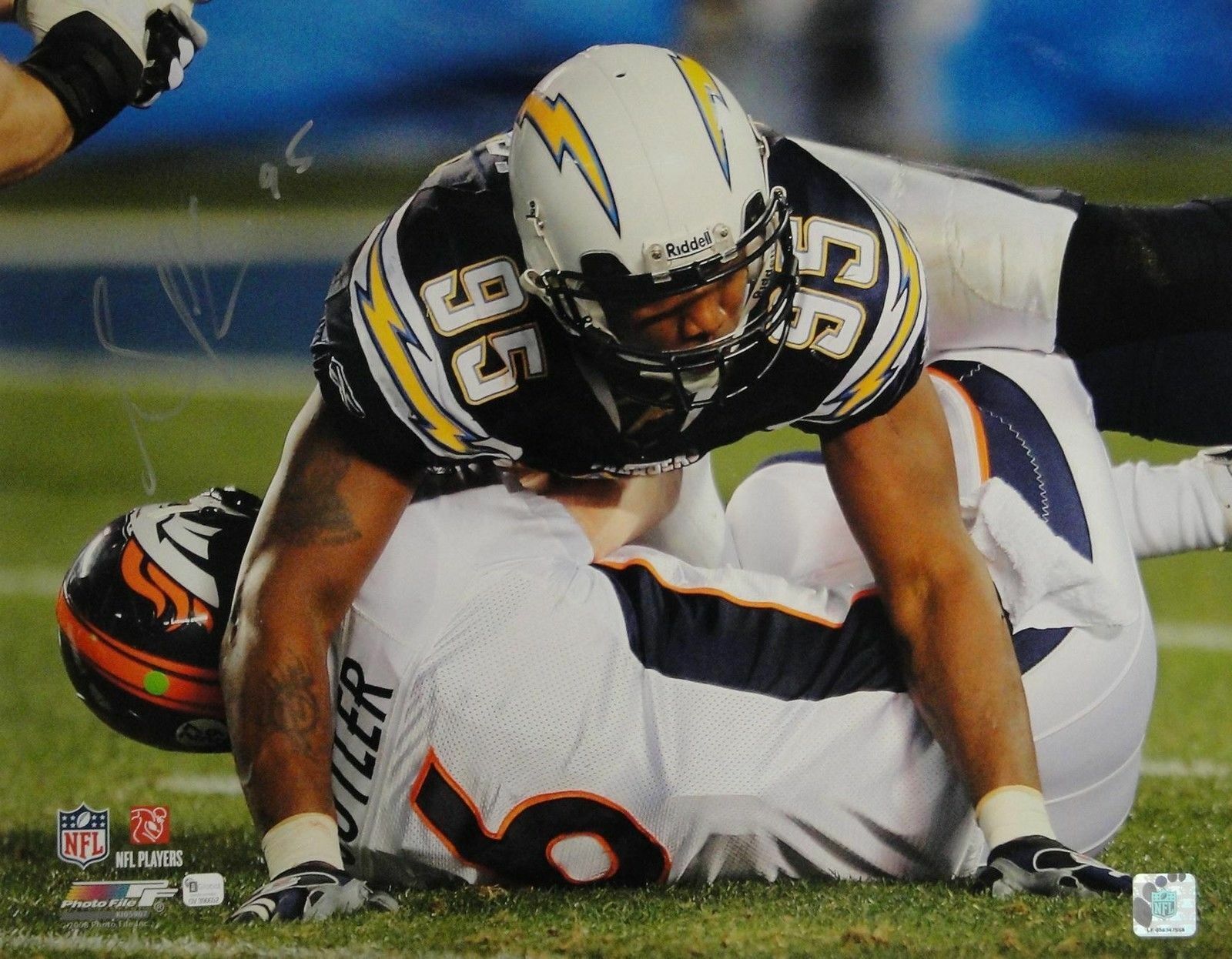 Shaun Phillips Hand Signed Autographed 16x20 Photo Poster paintinggraph San Diego Chargers