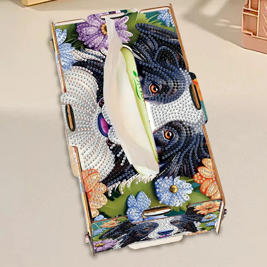 Wooden Diamond Painting Tissue Box for Home and Office Decoration(CZH011)