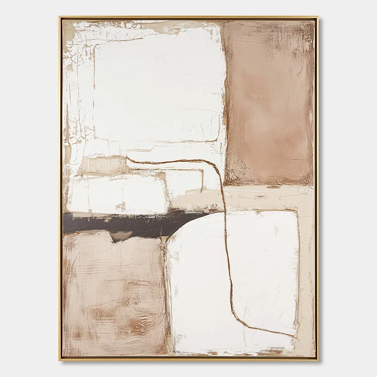 DESERT FLOW: Minimalist Abstract Textured Oil Painting（Canvas painting）