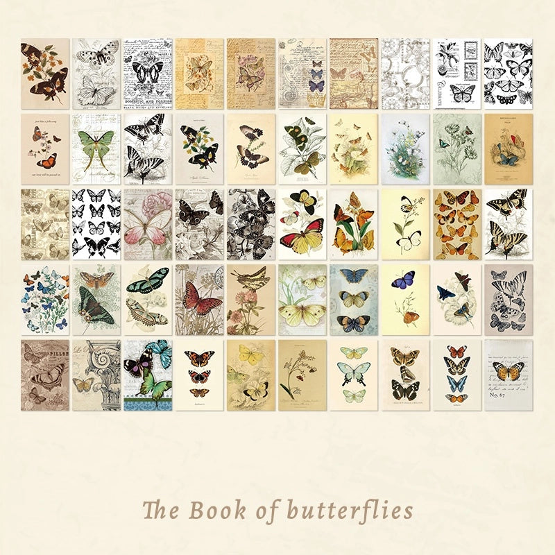 100 Pieces Per Book Planet Plant Butterfly Class Learning School Paper Classical Retro Card