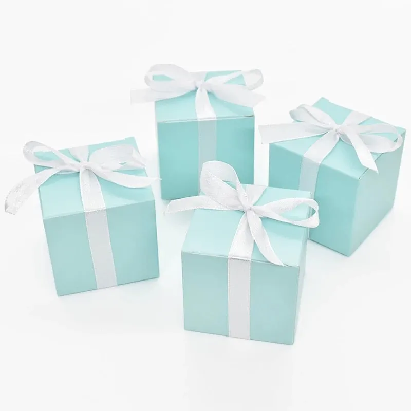 10Pcs Gold Silver Paper Candy Box Square Chocolate Gift Packaging Boxes Baby Shower Birthday Party Supplies Wedding Favors