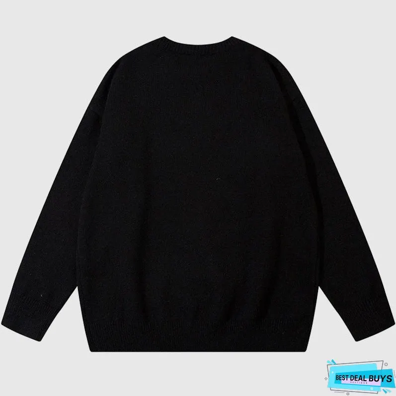 Coconut Tree Pattern Embroidered Pullover