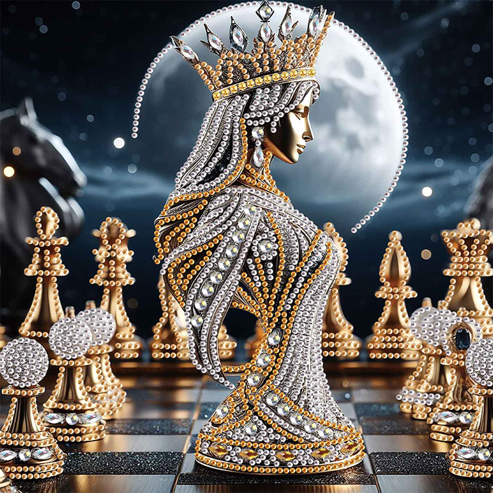 Abstract Chess Goddess 30*30cm(canvas) special shaped drill diamond painting
