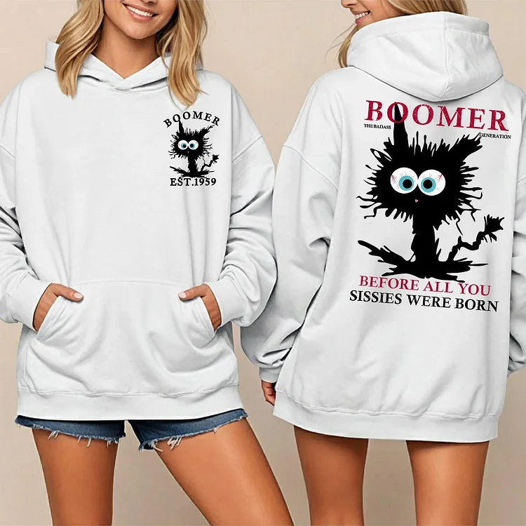 Boomer The Badass Generation Crazy Cat Custom Birth Year T-Shirt,Sweatshirt,Hoodie