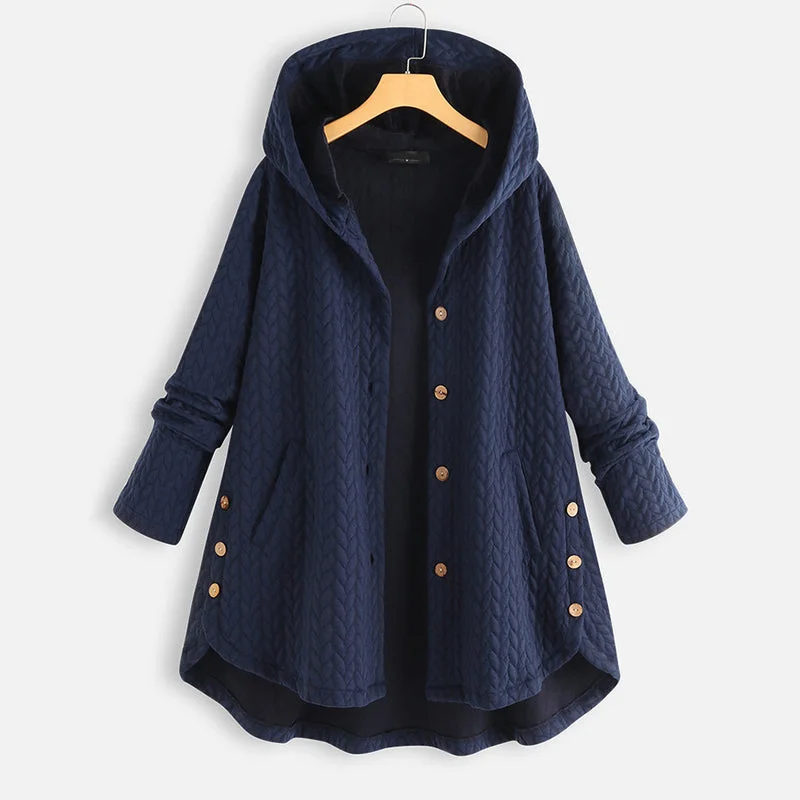Vintage Solid Casual Tops Long Sleeve Hooded Coat