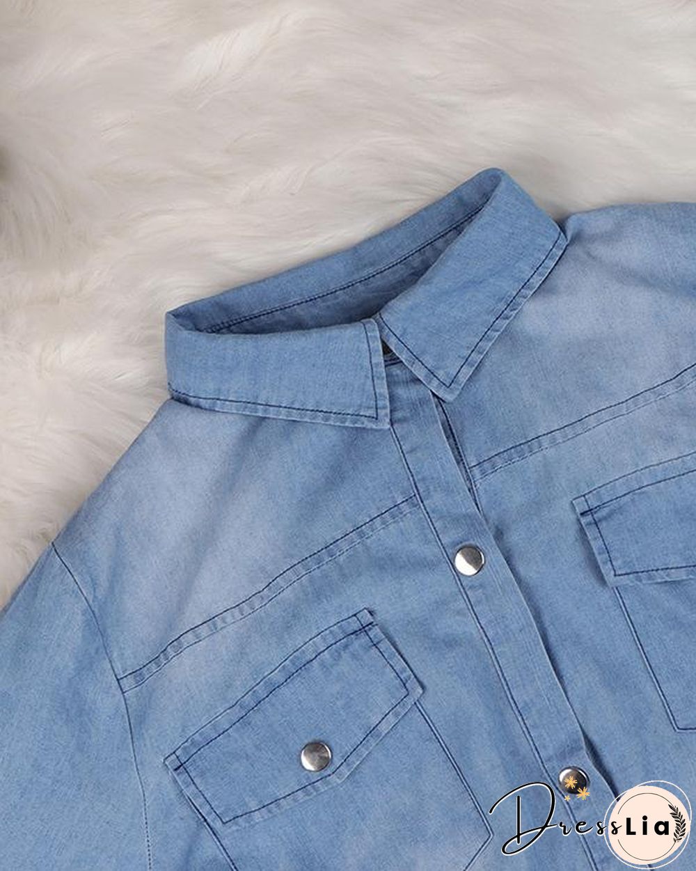 Plain Short Sleeve Long Sleeve Denim Dresses