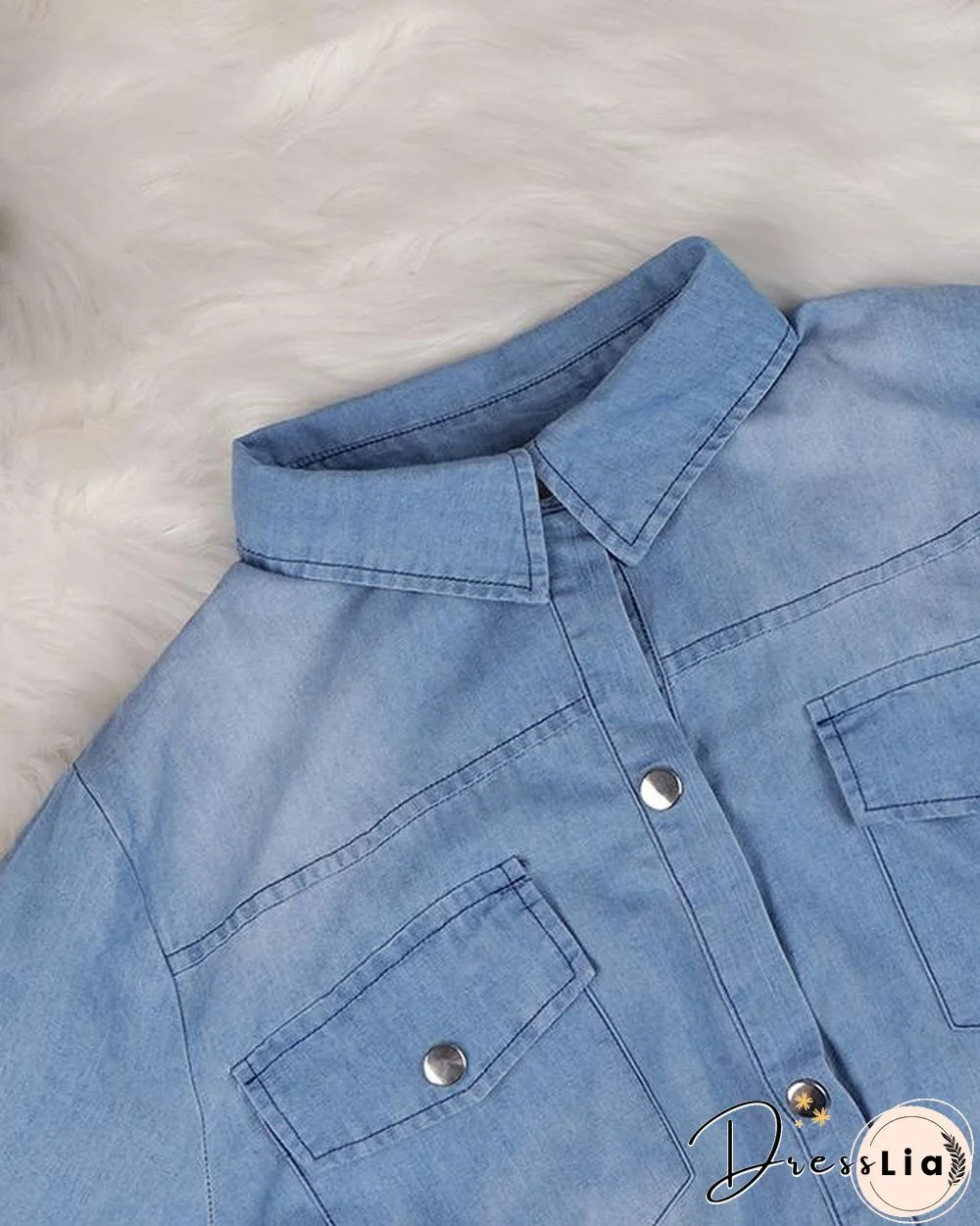 Plain Short Sleeve Long Sleeve Denim Dresses