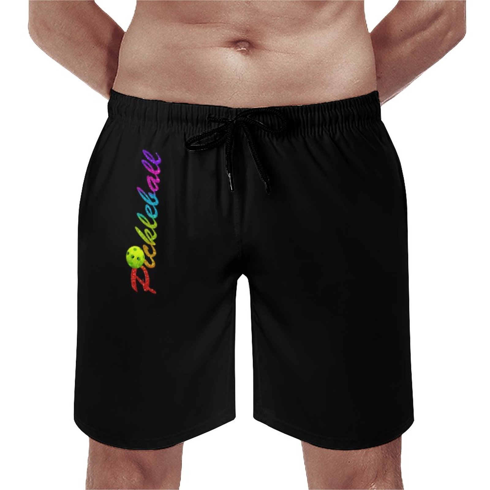 Pickle Ball Glitter Logo On Elegant Men's Swim Trunks Summer Board Shorts Quick Dry Beach Short with Pockets