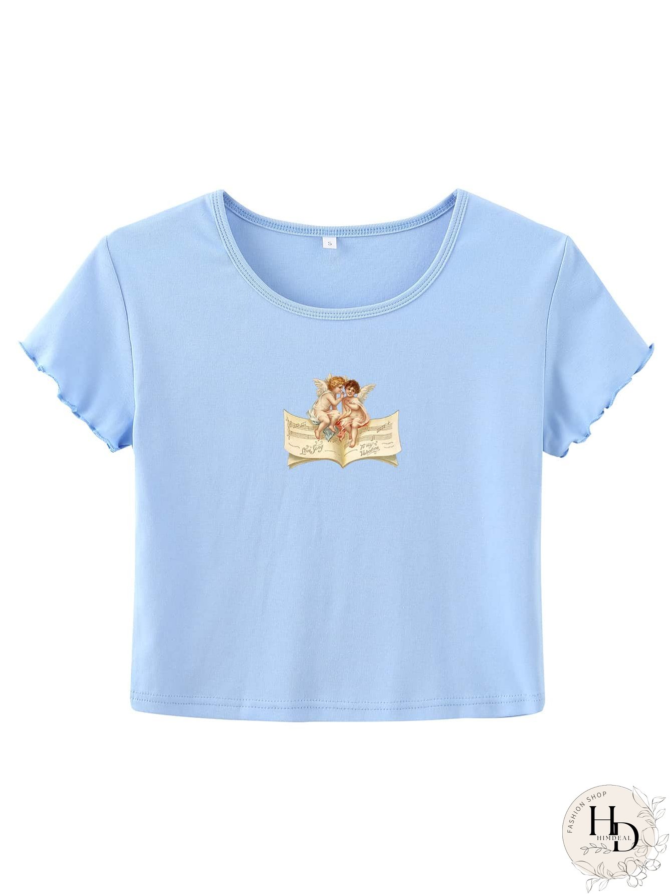 Angel Print Lettuce Trim Tee