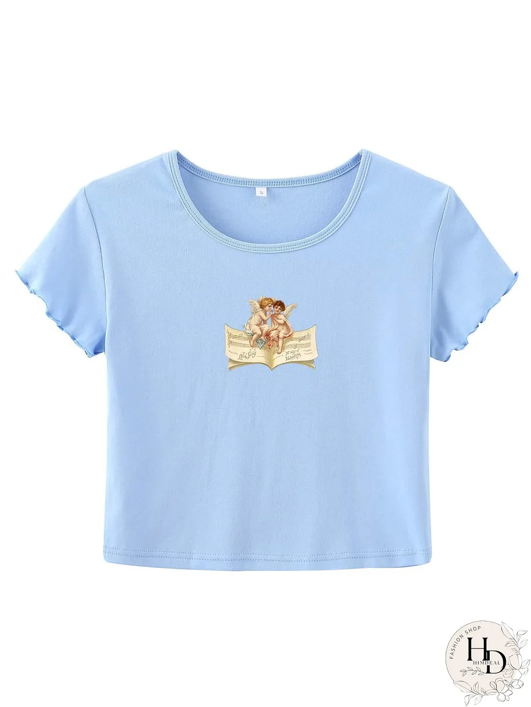 Angel Print Lettuce Trim Tee