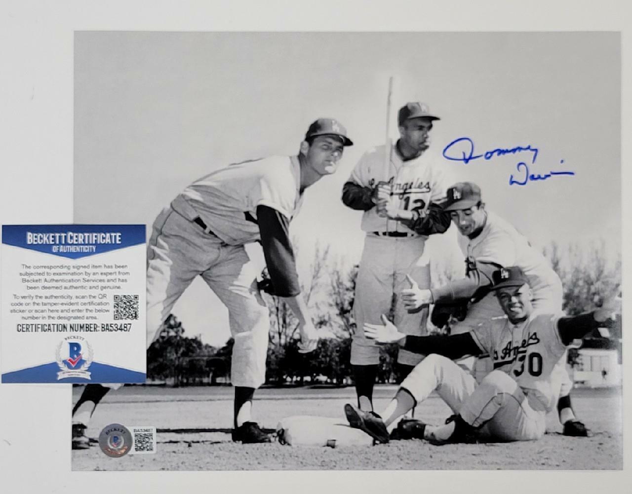 Tommy Davis signed Dodgers 8x10 Photo Poster painting w/ Koufax Drysdale Wills ~ Beckett BAS COA