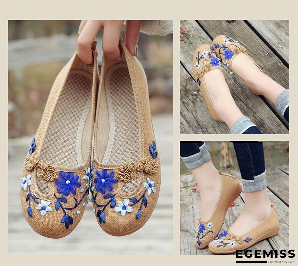 3D Flowers Women Linen Slip On Ballet Flats Breathable Fabric Shoes | EGEMISS