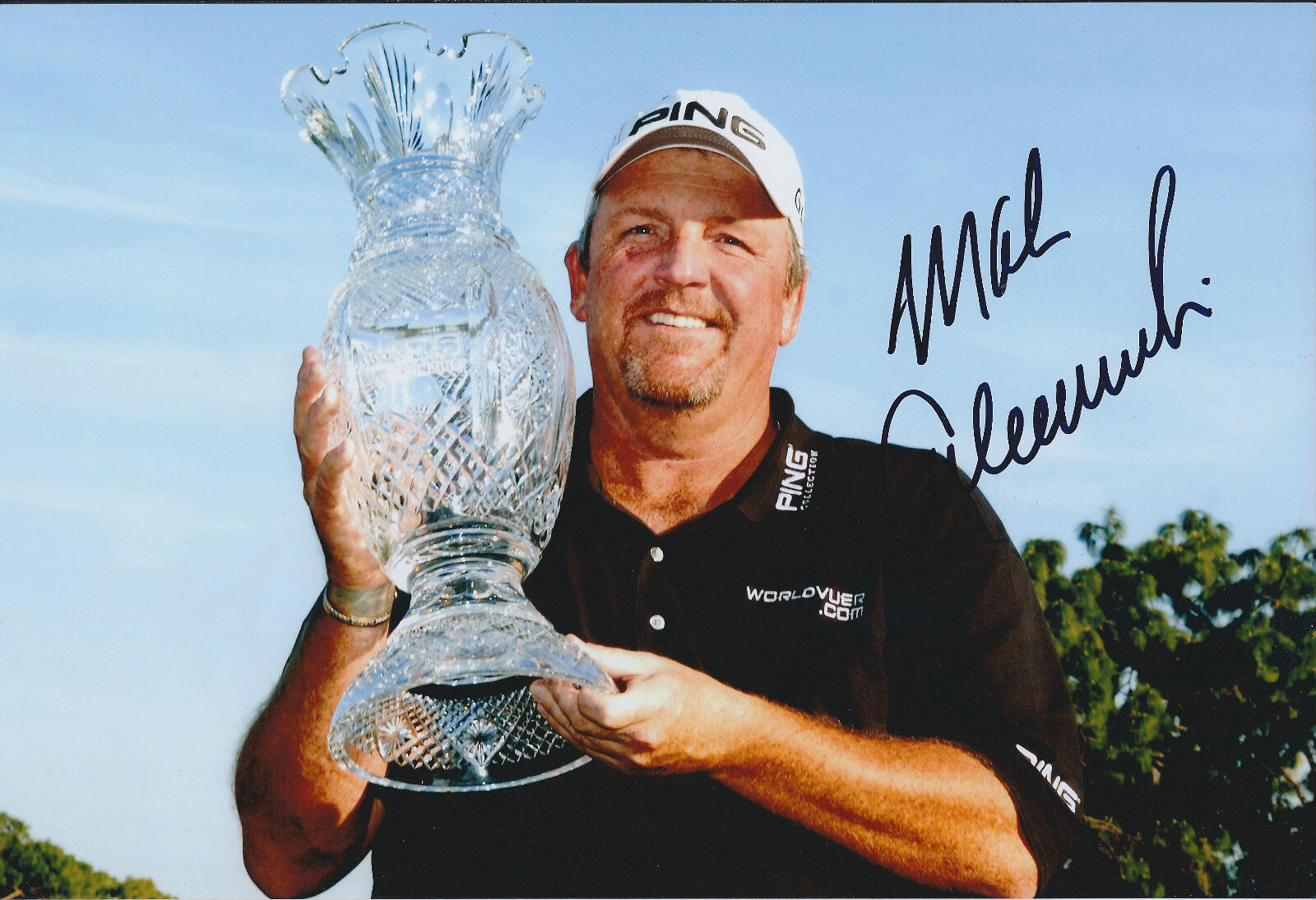 Mark CALCAVECCHIA SIGNED Autograph 12x8 Photo Poster painting AFTAL COA 2007 PODS Champion GOLF