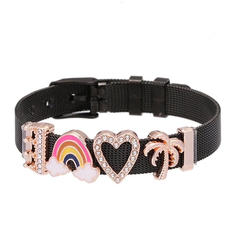 Cute Minimalist Heart Shape Titanium Steel Bracelets In Bulk