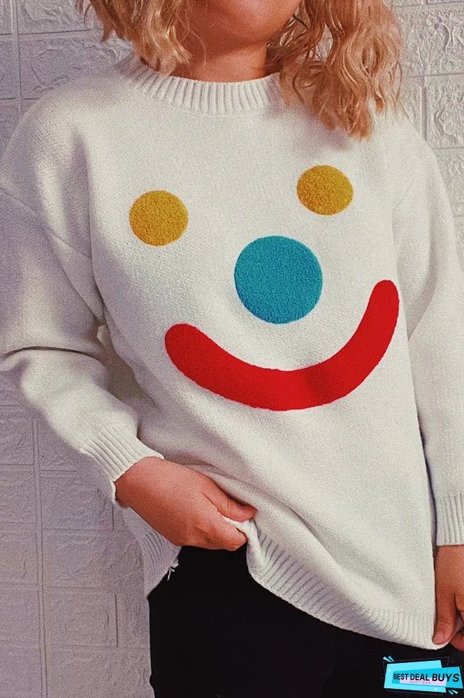 Clown Smile Knit Pullover Sweaters Winter Outfits