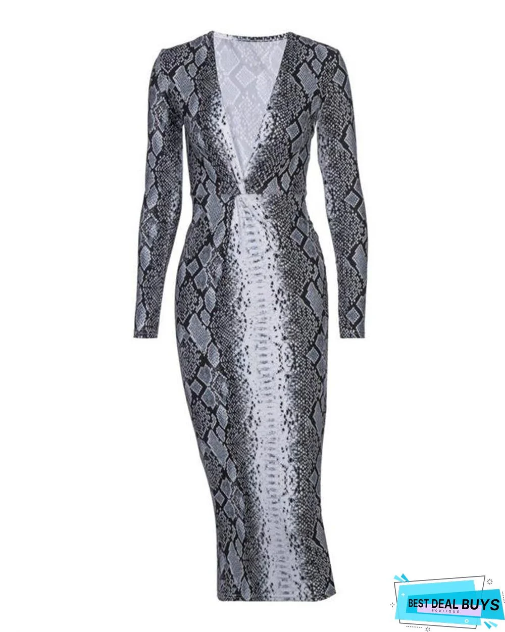 Snake Print Bodycon Midi Dress