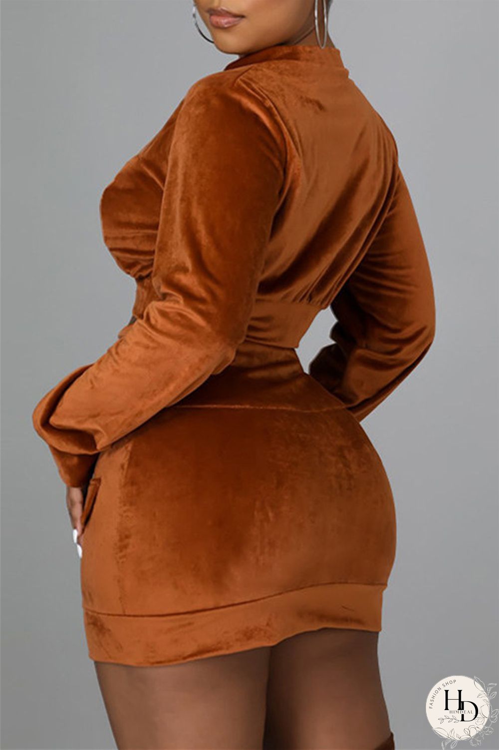 Black Fashion Sexy Solid Split Joint Zipper Collar Long Sleeve Two Pieces