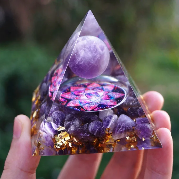 olivenorma amethyst crystal orgone pyramid