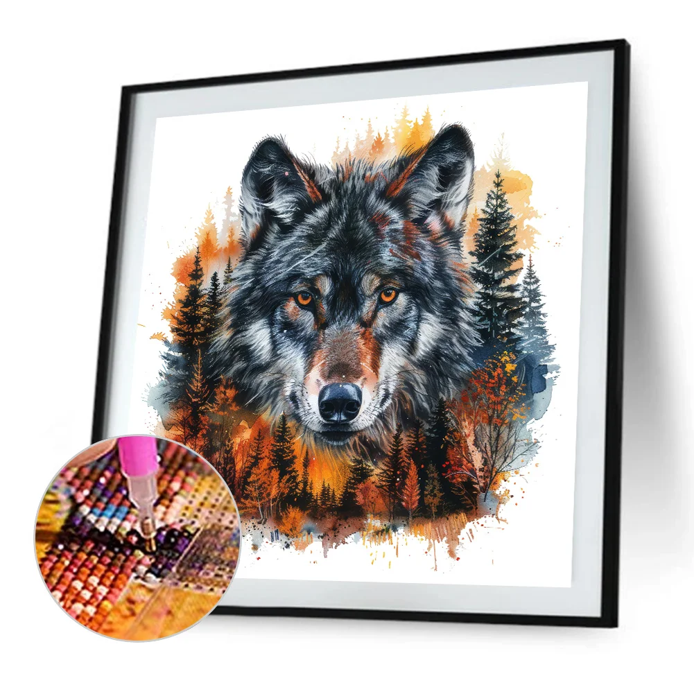 Partial AB Diamond Painting - Full Round Drill - Forest Wolf(Canvas|45*45cm)