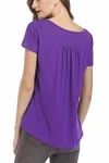Plus Size Split Neck Short Sleeve Solid Casual Curved T Shirt