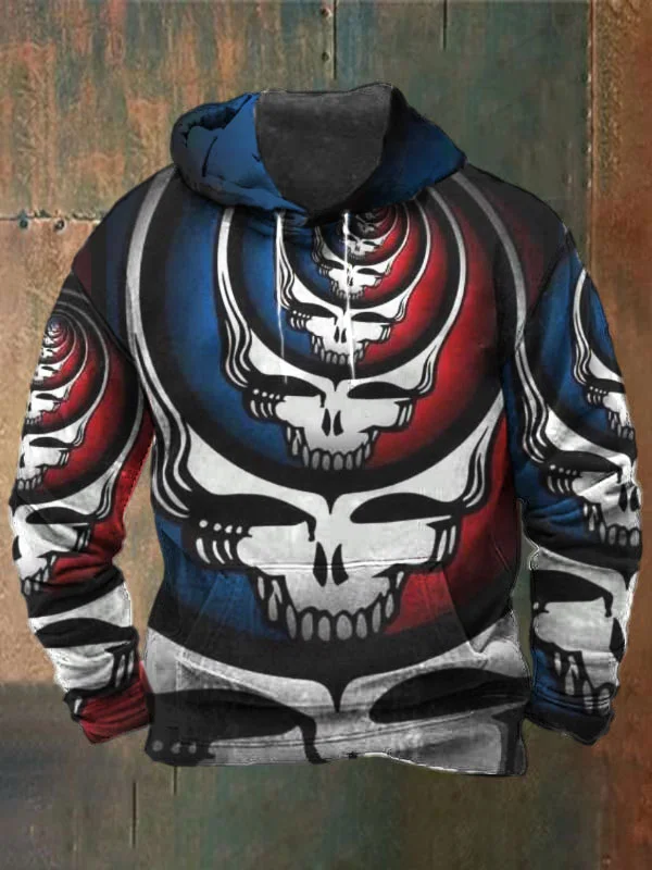 Unisex Skull Print Heavyweight Hoodies