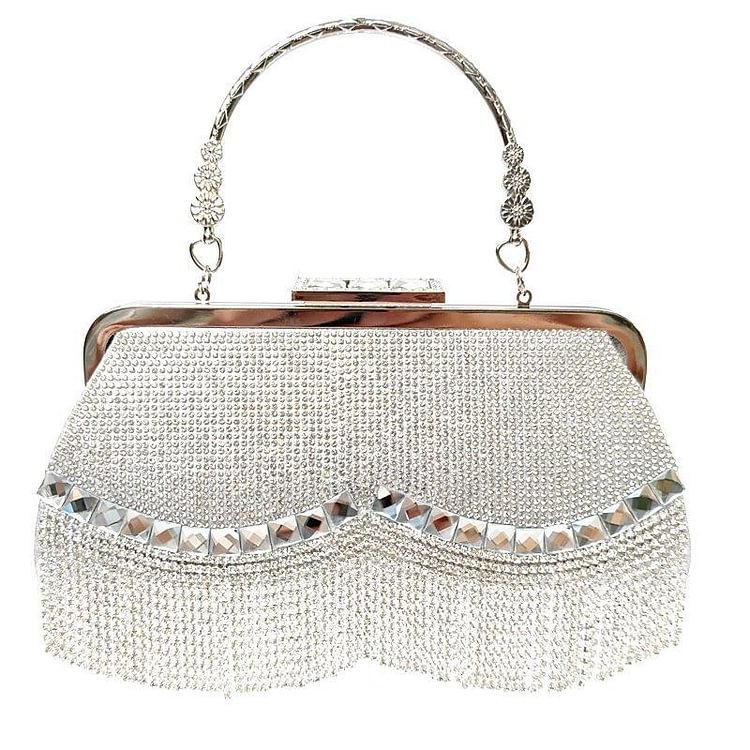 Women rhinestone fringe handbag
