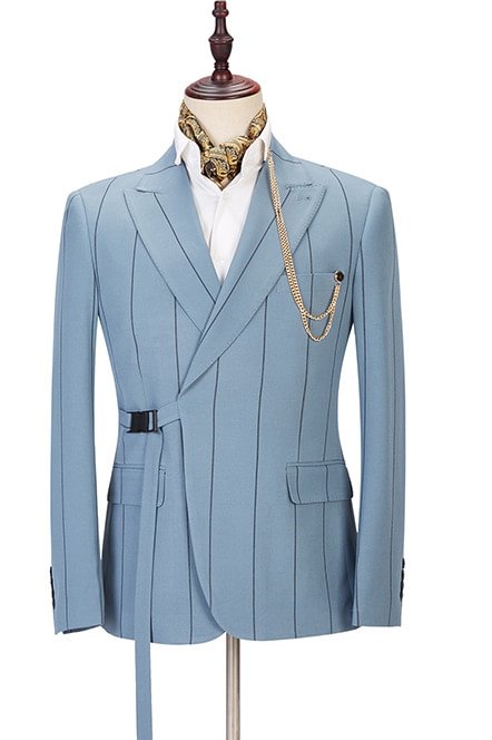 Stylish Peaked Lapel Men's Wearhouse Wedding Suits With Striped For Sale | Ballbellas Ballbellas