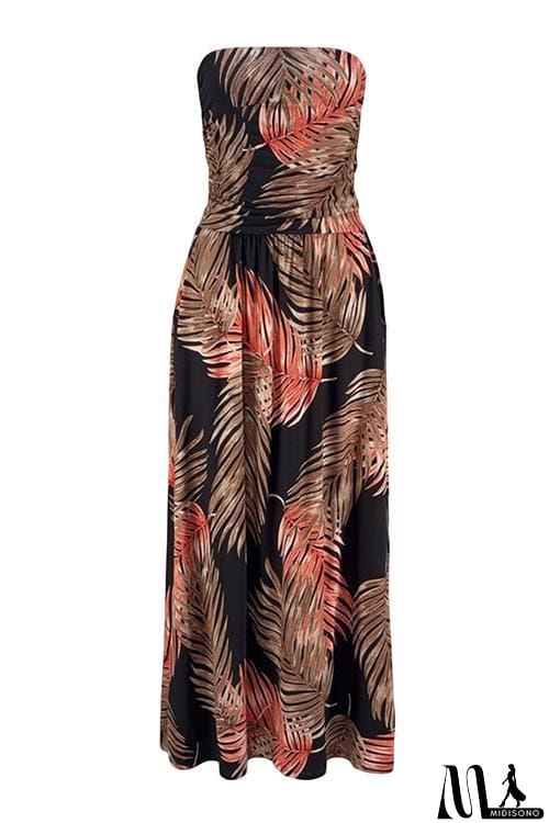 MidiSono - Print Strapless Pockets Maxi Dress