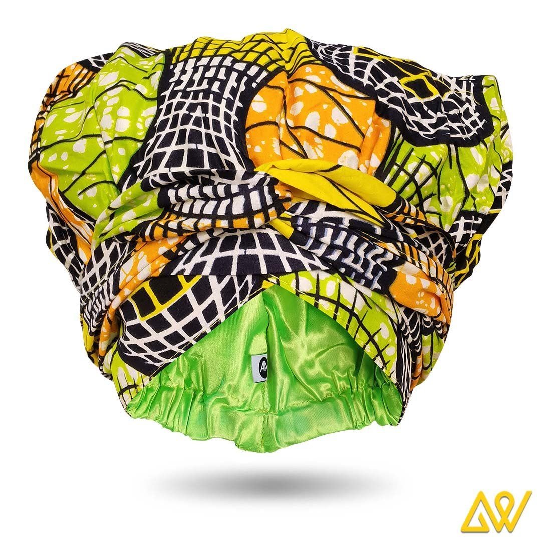 African Print Head Wrap With Satin-Lined-AW1193