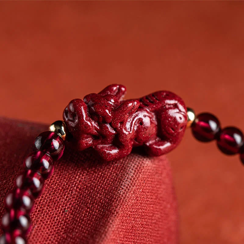 Cinnabar PiXiu Blessing Calm String Bracelet
