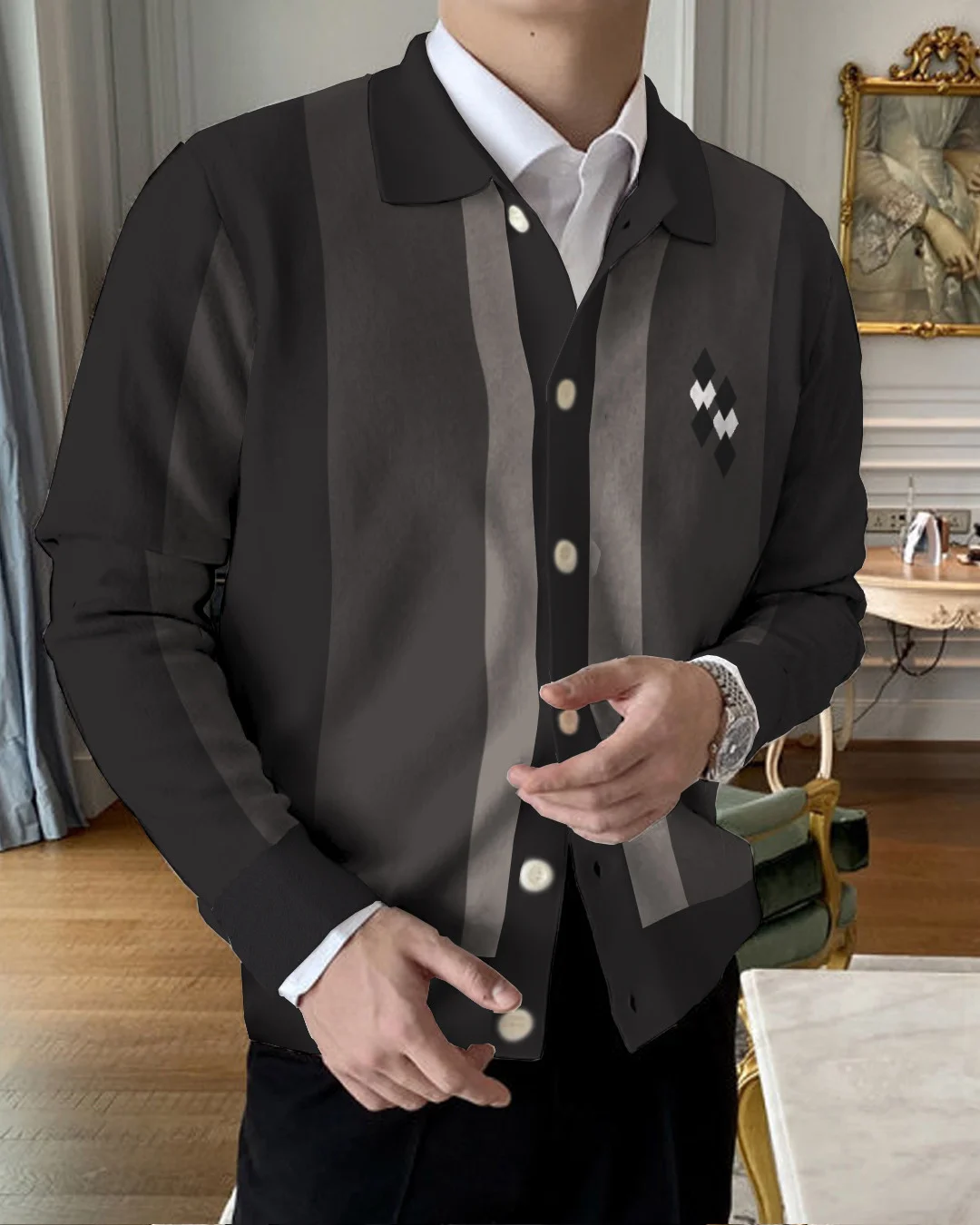 Men's Lapel Knitted Sweater Cardigan 3ac7