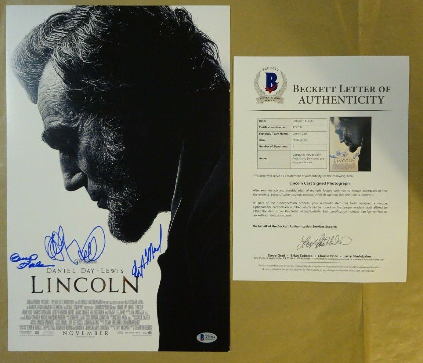 Signed LINCOLN Autographed 11x17