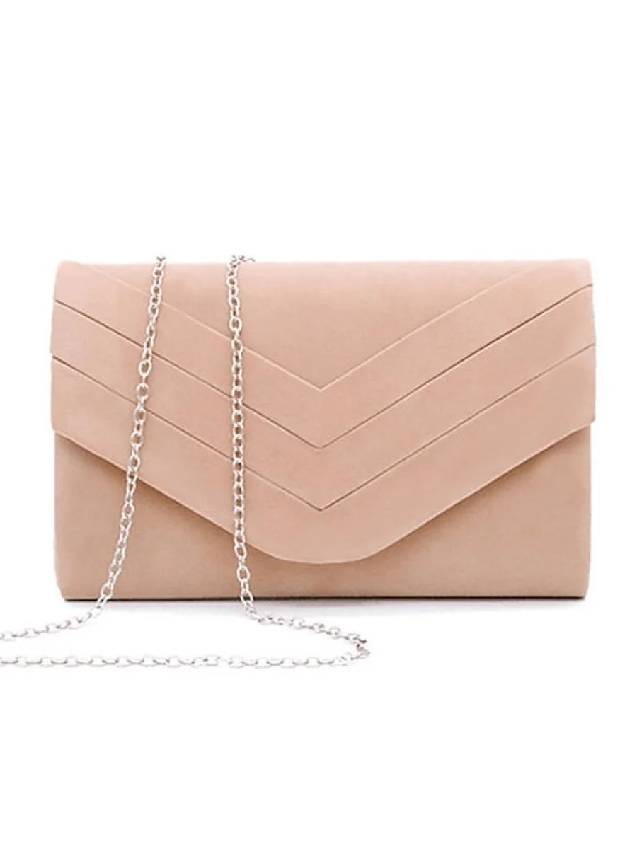 Women's Evening Bag Stripes Polyester Solid Color Plain Chain Bag